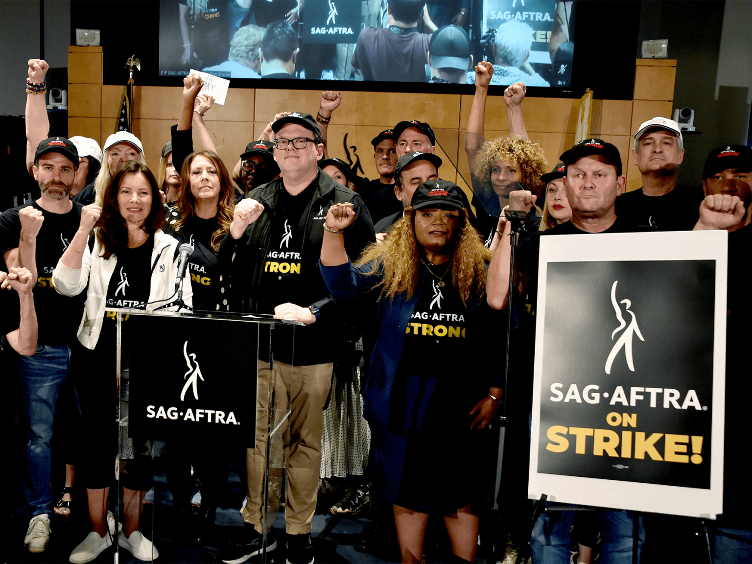SAG-AFTRA members on strike